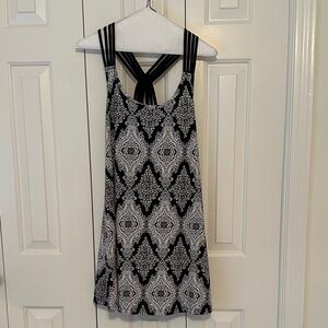 Black and White Patterned Sleeveless Dress or Beach Cover Up, XL